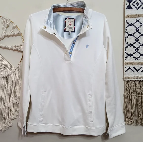 Joules Beachy Funnel Neck Henley Popover Sweatshirt Size 8 - Picture 5 of 9